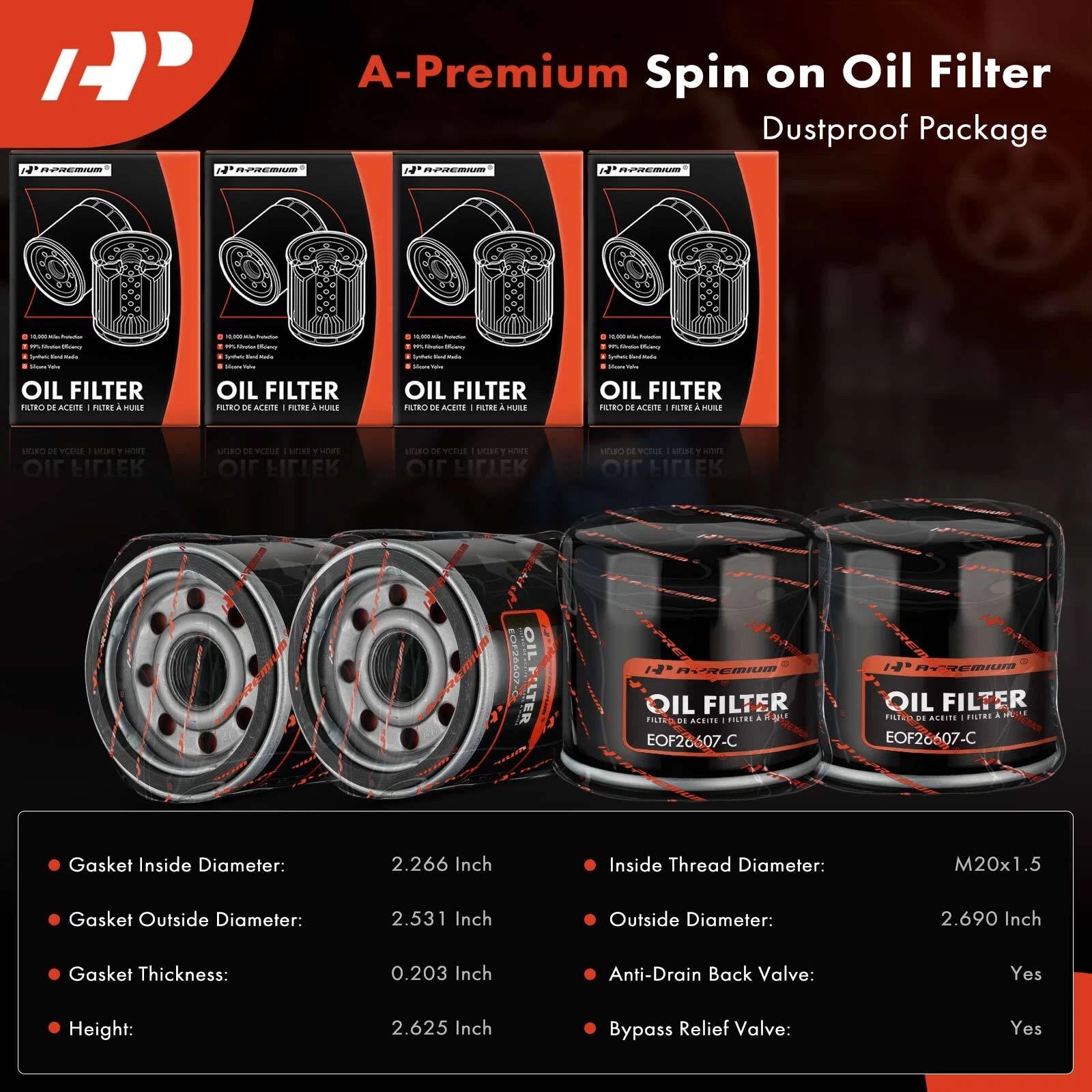 Set of 4 Engine Oil Filters for Honda Civic (2002–2003) & Nissan Altima (2002–2006)