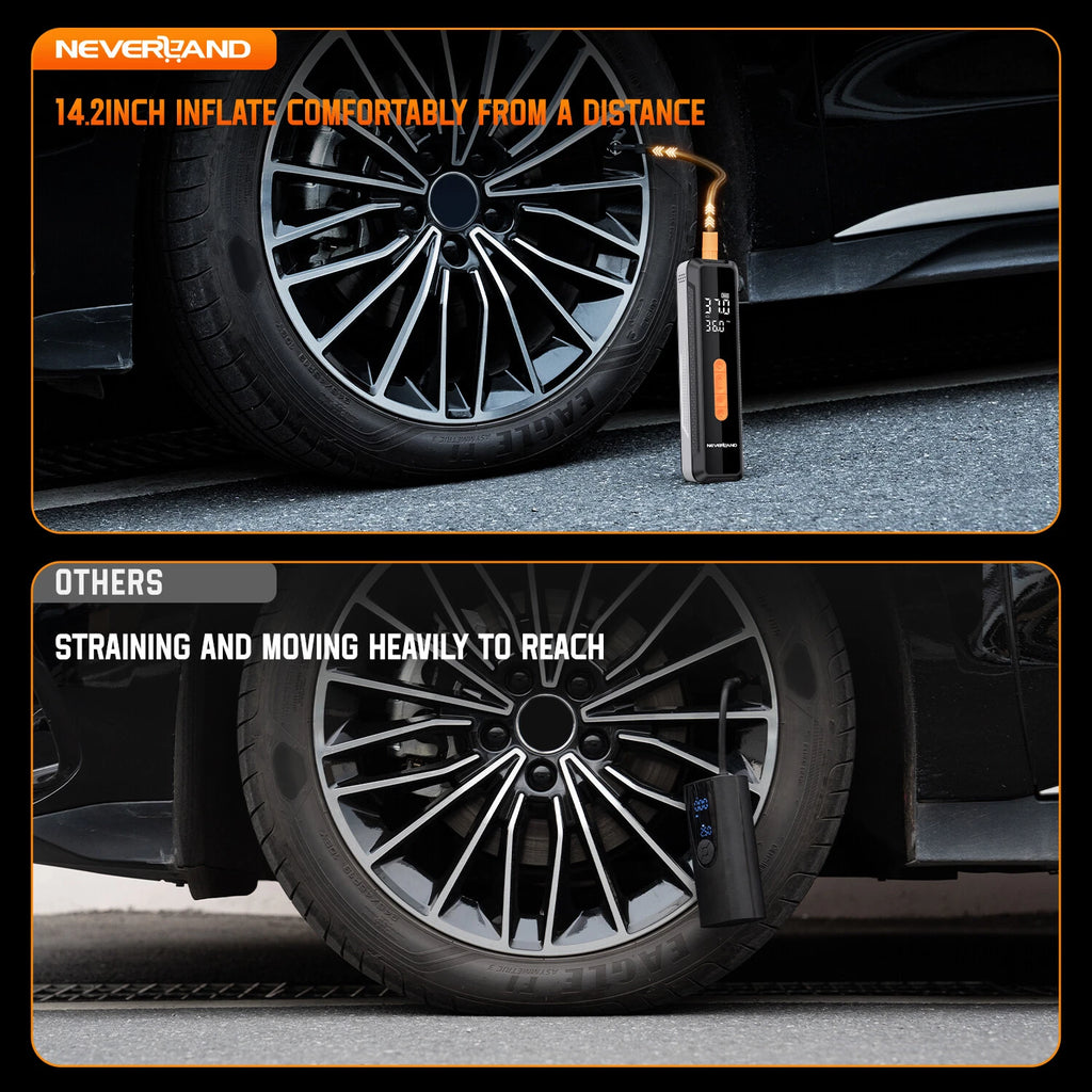 Cordless Tire Inflator for Neverland (3~150PSI, 20000mAh)