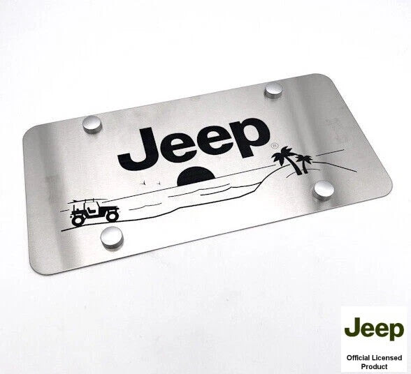 Brushed Stainless Steel License Plate Cover for Jeep with Script Logo (2007–2024)