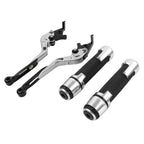 Silver Extendable Brake Clutch Levers & Handlebar Grips for Kawasaki ZX6RR