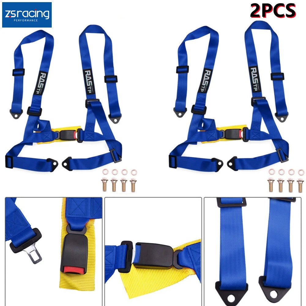 2" 4-Point Adjustable Racing Seat Belt Harness for Universal Fit