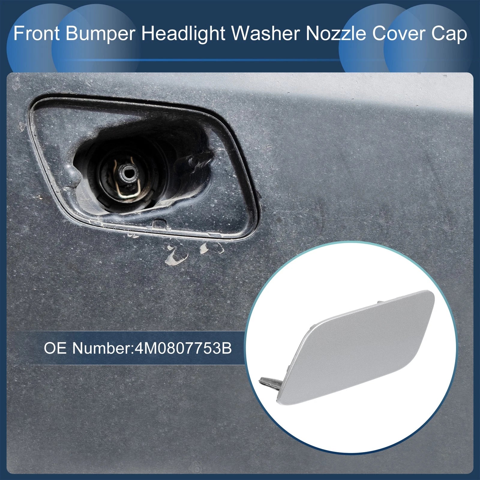 Front Left Washer Nozzle Cover Cap for Audi Q7 (2017–2019) - Silver Tone