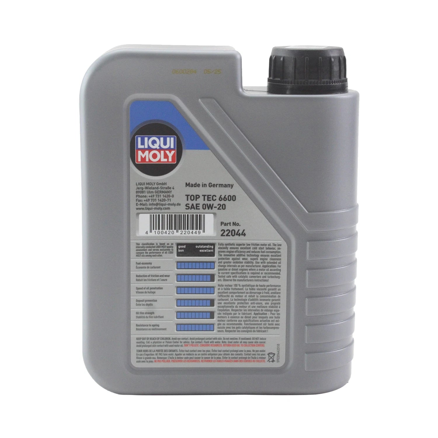 Liqui Moly Top Tec 6600 0W-20 Engine Motor Oil for