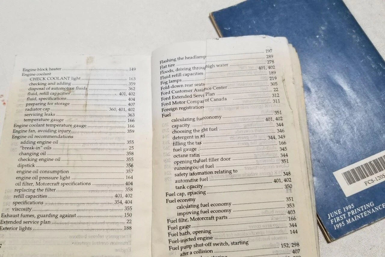 Owners Manual Cover for Ford Escort (1995)