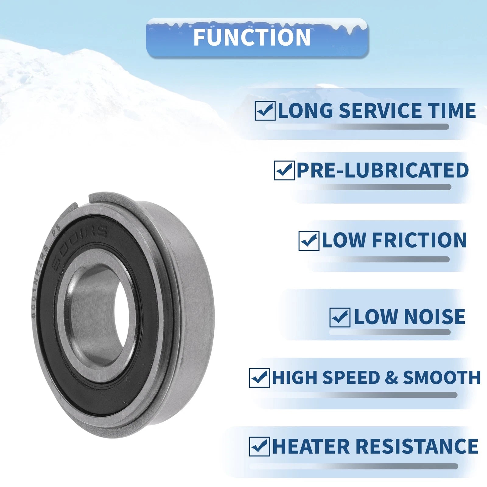Deep Groove Ball Bearing 6001NR2RS for Scooter Skateboard (12x28x8mm)
