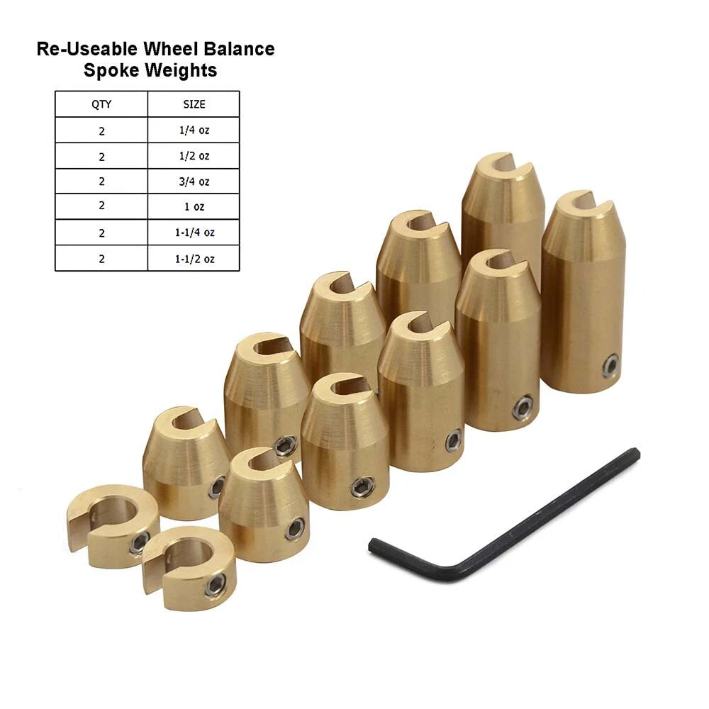 2X Reusable Brass Wheel Spoke Balance Weights Refill Kits for Motorcycles