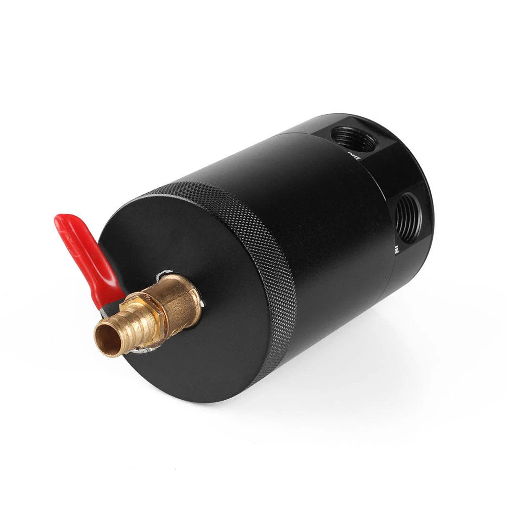 Oil Catch Can Separator with Breather Filter and Drain Valve 2-Port
