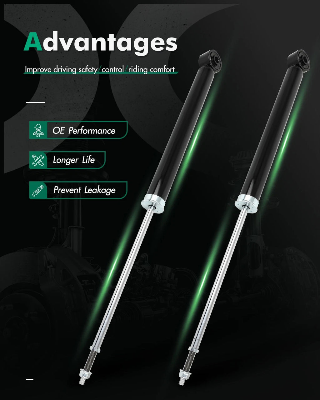 Pair Rear Shocks Absorbers Struts for Honda Civic (2016–2022)