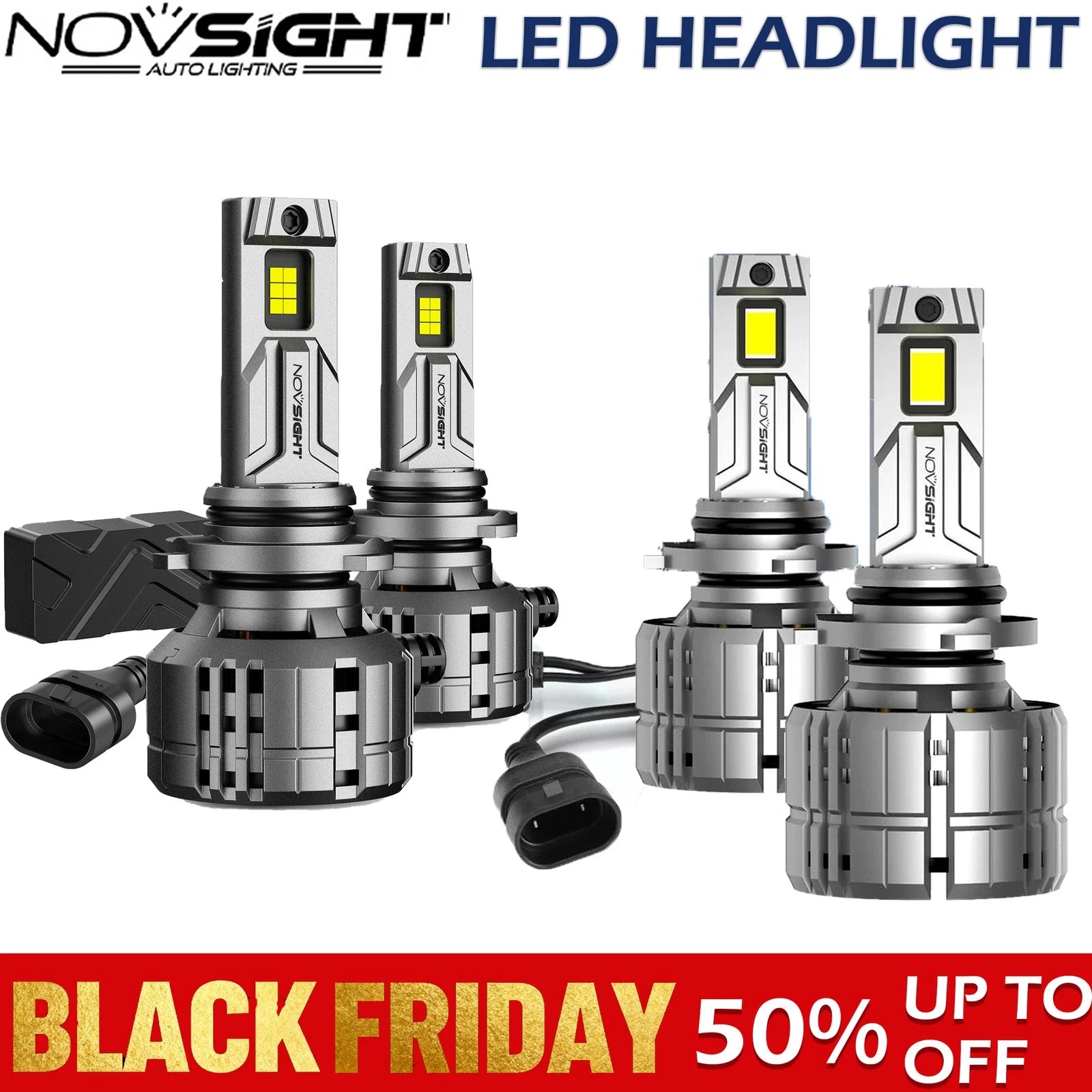 Set of 4 9005 + 9006 LED Headlight Bulbs Conversion Kit 6500K 80000LM for