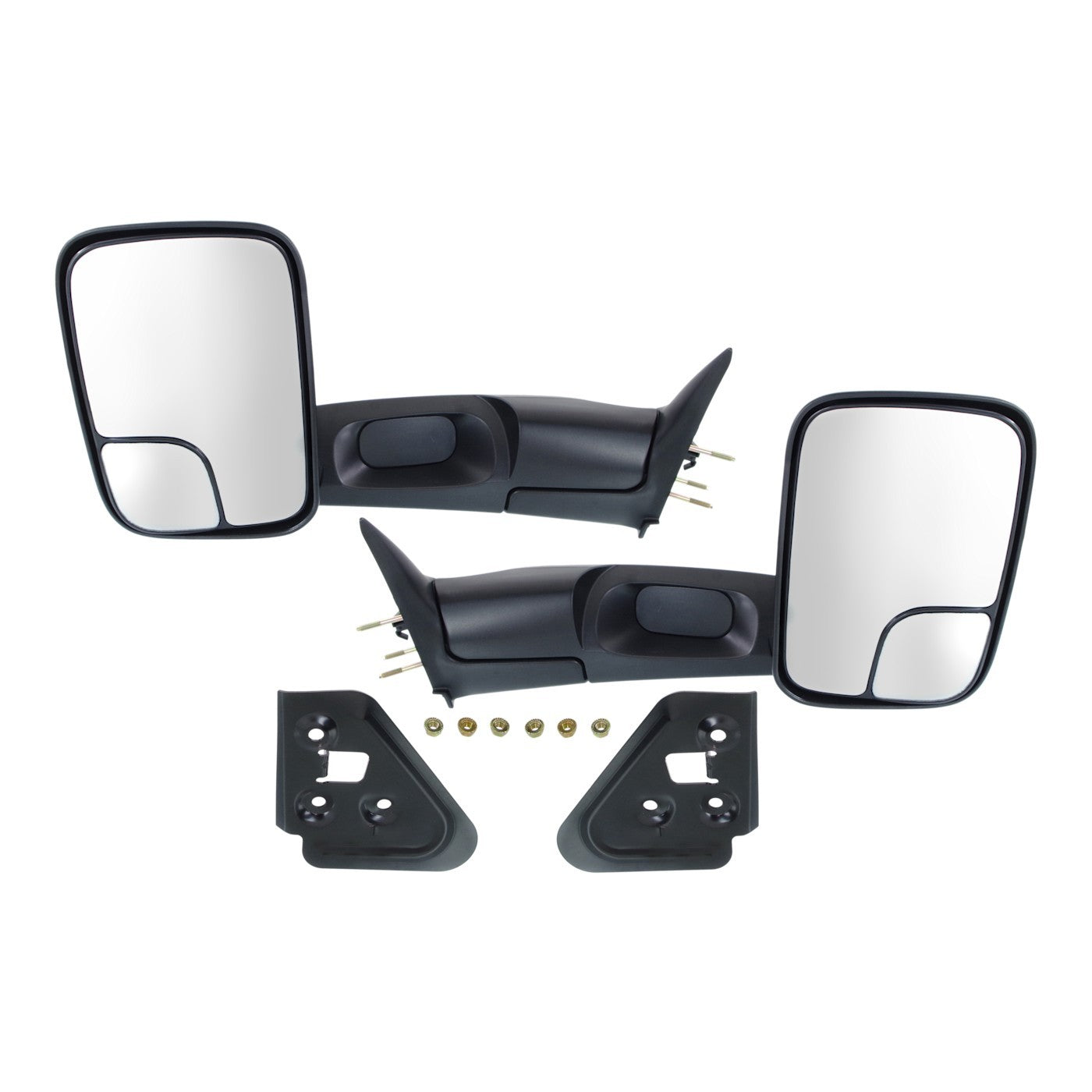 Manual Mirror Set of 2 for Dodge Ram 1500 (1994–2001) Towing Folding Black
