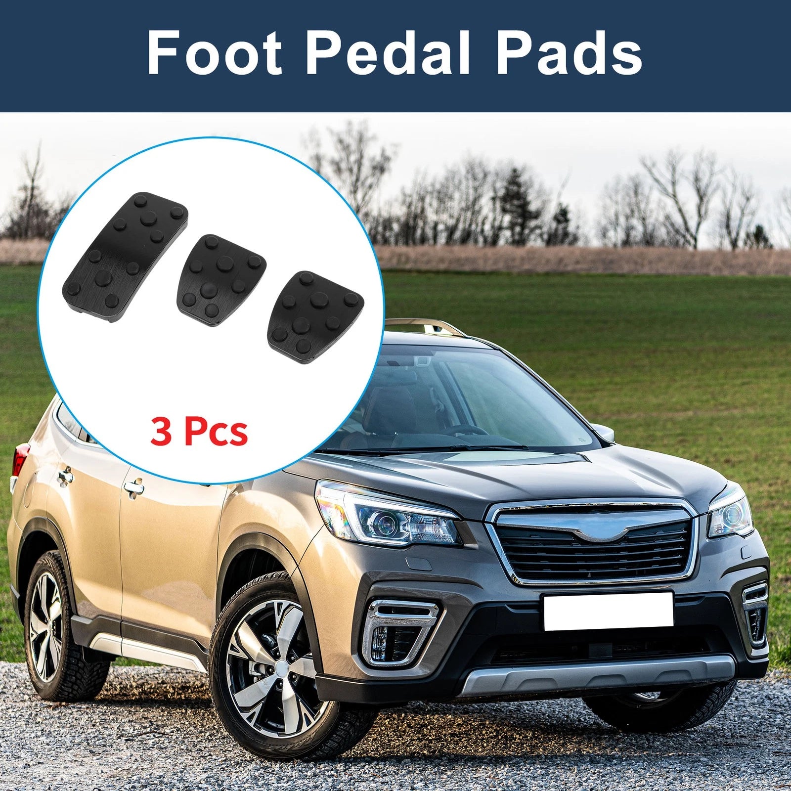 3 Pcs Foot Accelerator Pedal Covers for Subaru Forester (2006–2018) Black