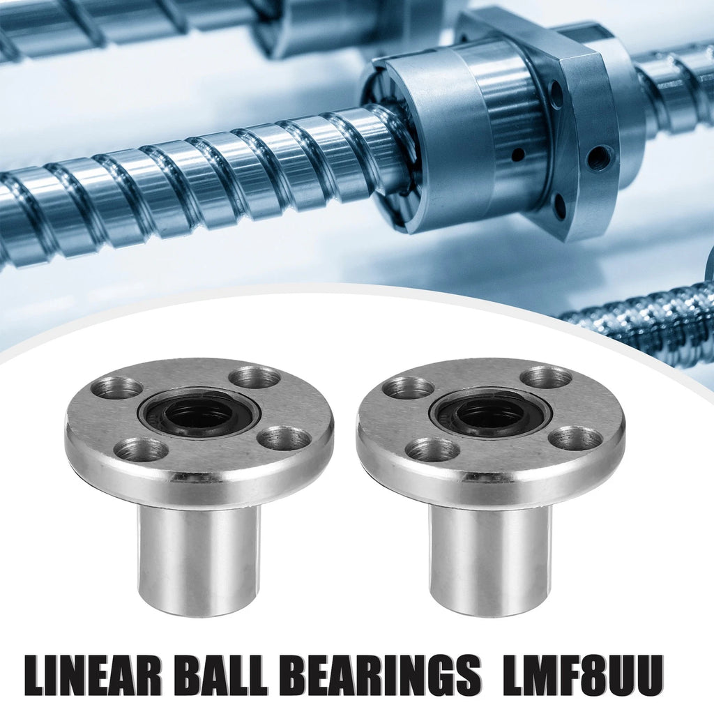 2 Pcs LMF8UU Linear Ball Bearings for Square Flange (8mm ID, 15mm OD)