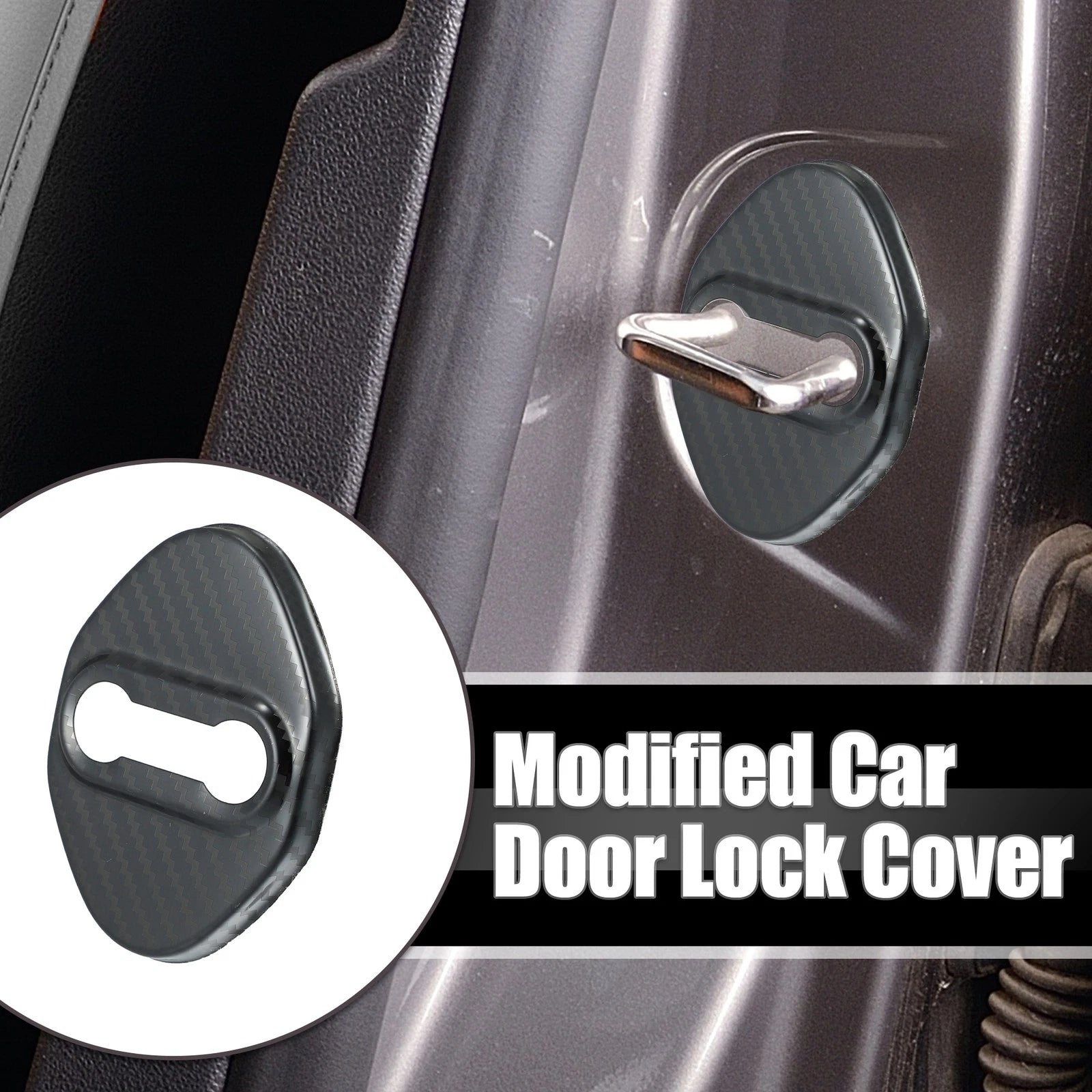 Set of 4 Car Door Lock Latch Covers for Ford Focus (2019–2021) Carbon Fiber