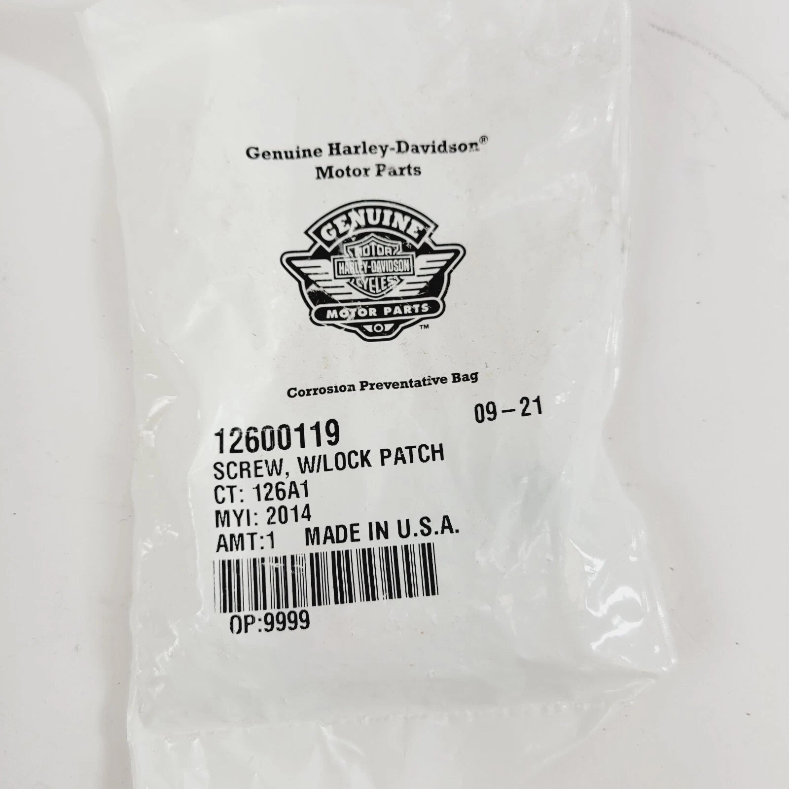 Hex Head Screw with Lockpatch for Harley Davidson (12600119)
