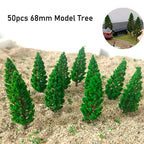 50Pcs Pine Trees for Train Railroad Scenery (Scale Model)