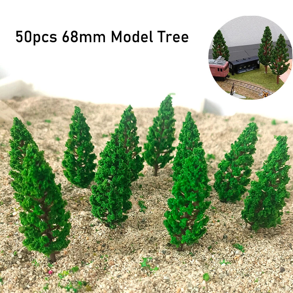 50Pcs Pine Trees for Train Railroad Scenery (Scale Model)