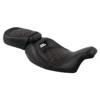 Black Driver Passenger Seat Red Stitching for Harley Touring CVO (2009–2023)
