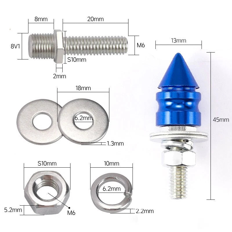 M6 Thread License Plate Screws (Pagoda Style) for Cars & Motorcycles
