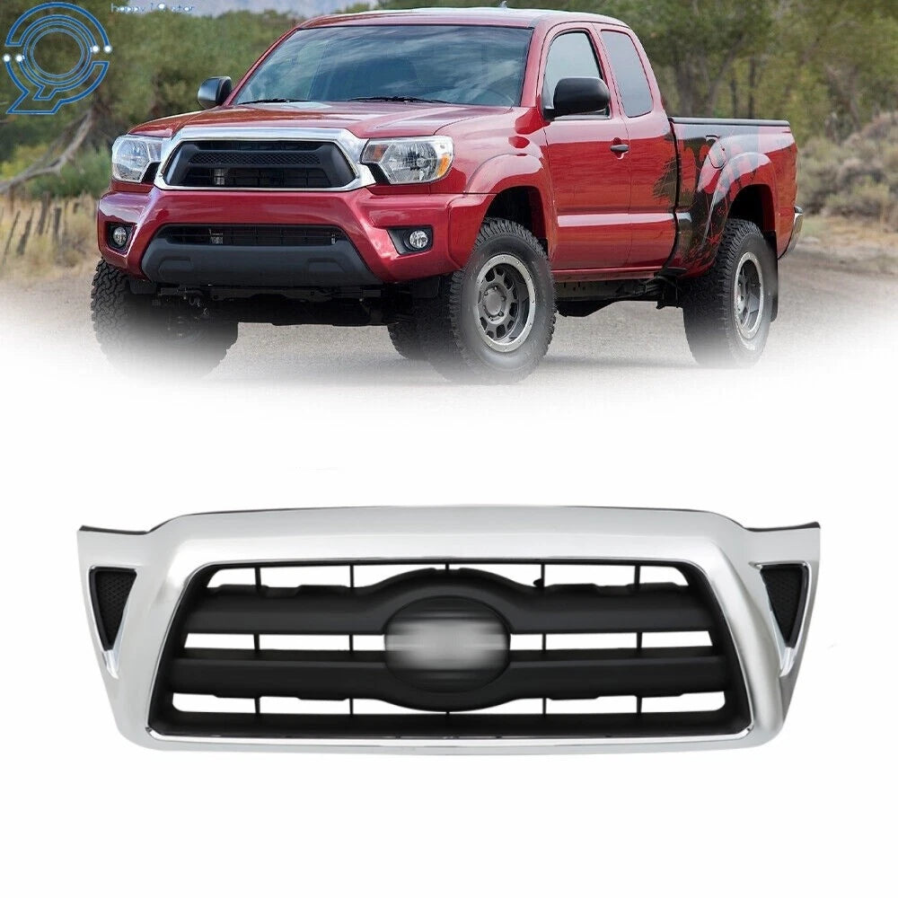Chrome Black Front Bumper Grille for Toyota Tacoma (2005–2011)