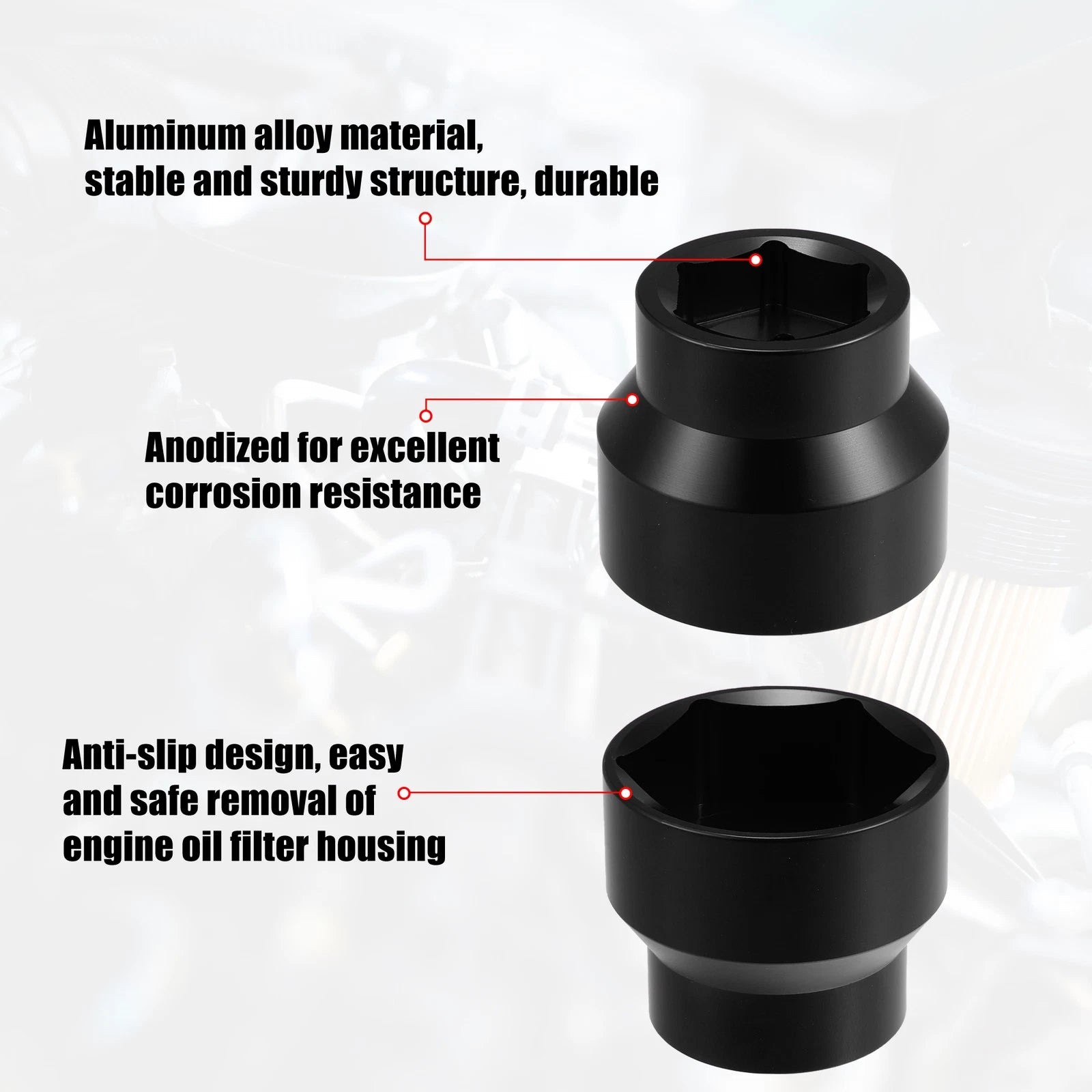 Fuel Oil Filter Cap Socket Removal Tool for Ford 6.0L/6.4L (2003–2010)