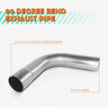 2.5" OD Steel 90 Degree Slip-Fit Exhaust Bend Pipe for Custom Applications