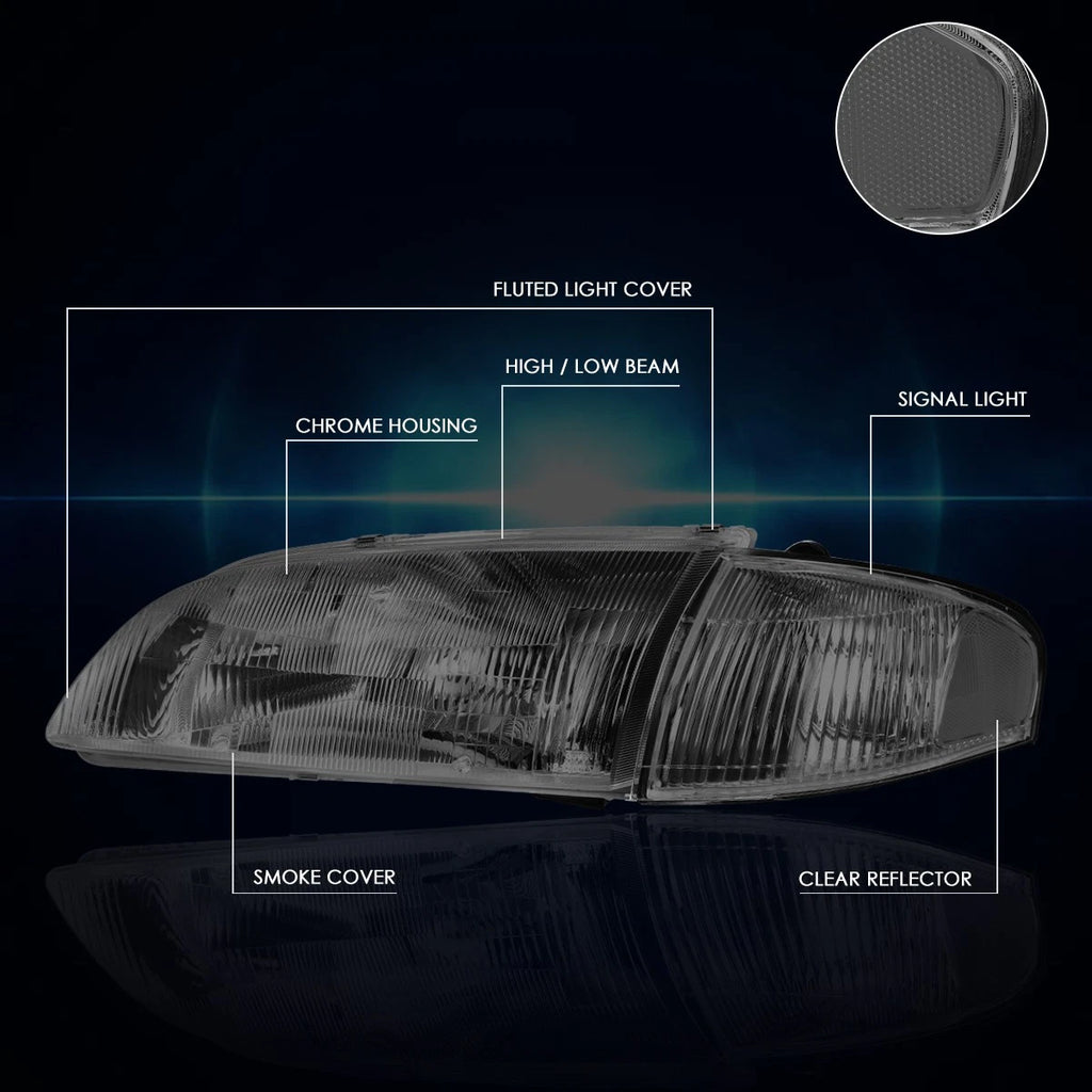 Direct Replacement Headlight for Mazda 626 (1998–1999) Smoked Lens