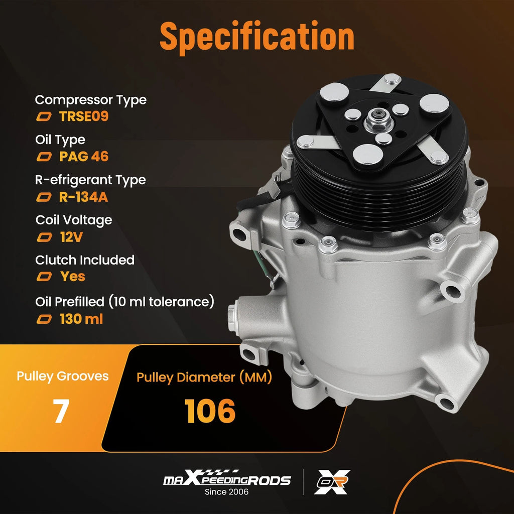 Air Conditioning Compressor with Clutch for Honda CR-V Civic 2.4L Acura ILX RDX (2012–2016)
