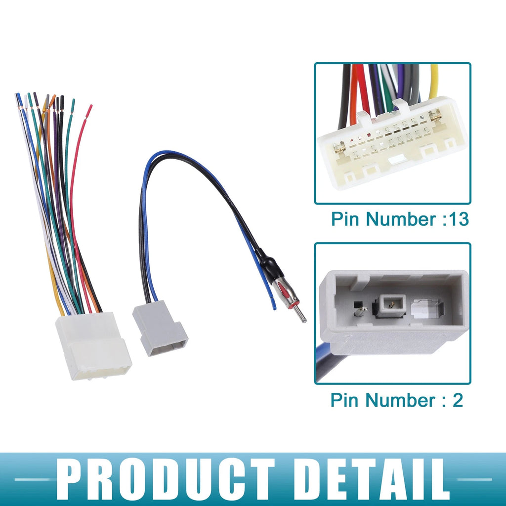 Set of 1 Car Stereo Wiring Harness with Antenna Adapter for Nissan 