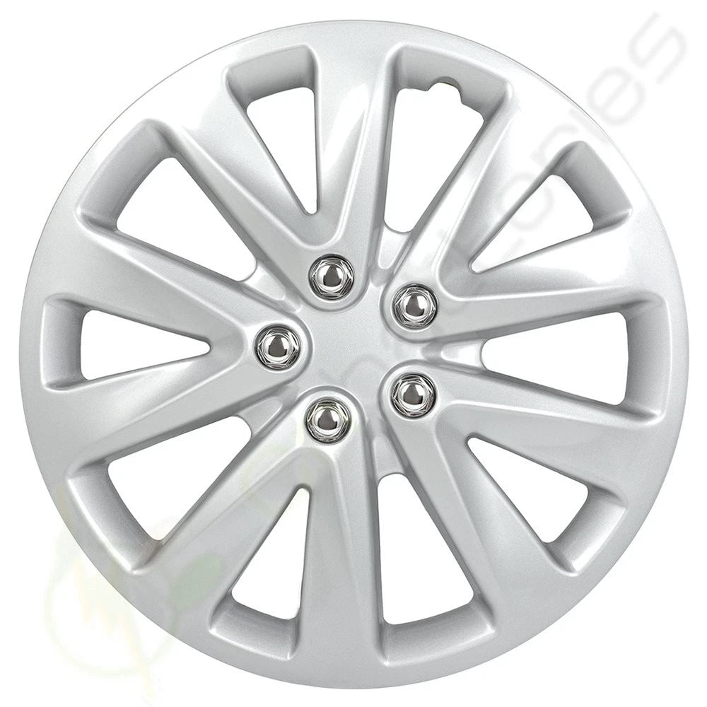 Set of 4 Wheel Hub Caps for Universal Vehicles (16") Black & Silver