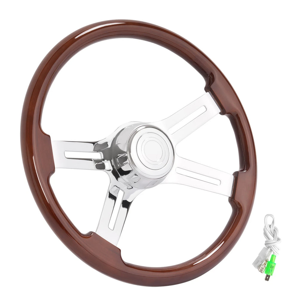 18in Chrome Wood Steering Wheel for Freightliner Kenworth Peterbilt Volvo