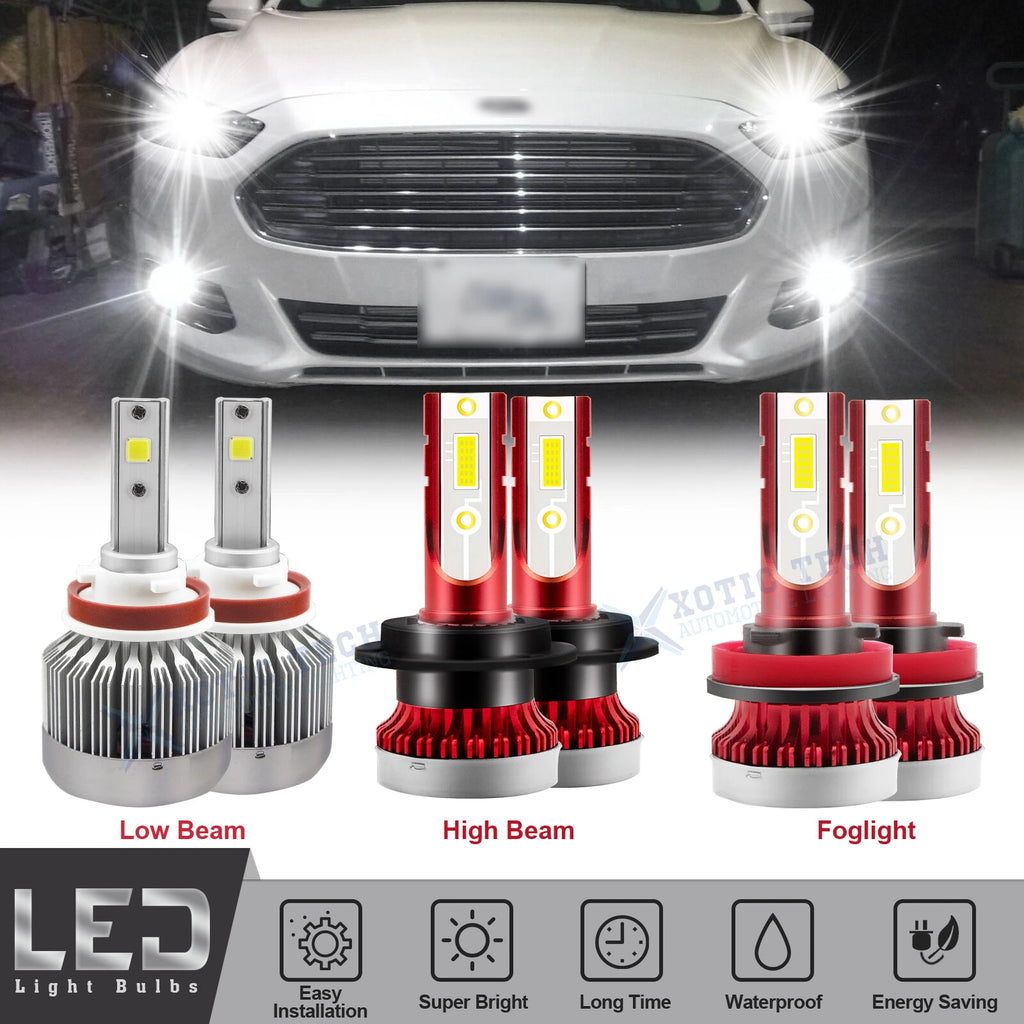 6000K LED Headlights and Fog Light Bulbs Kit for Ford Fusion (2006–2016)