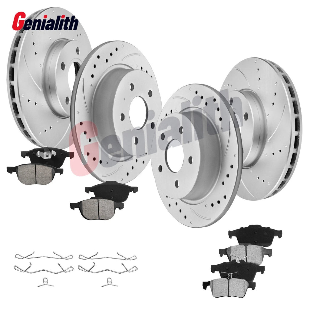 Set of 4 Drilled Slotted Brake Rotors & Ceramic Pads for Ford C-Max (2013–2018)