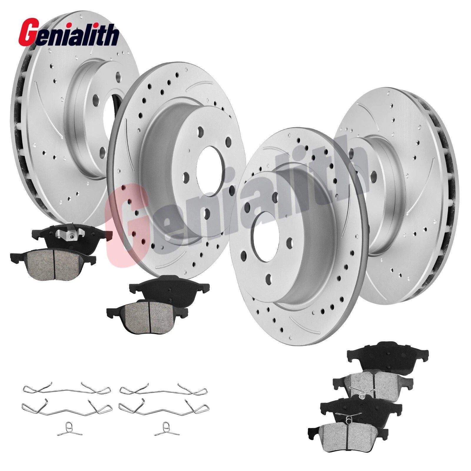Set of 4 Drilled Slotted Brake Rotors & Ceramic Pads for Ford C-Max (2013–2018)