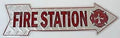 Firefighter Rescue Arrow Sign for Fire Station (Diamond Plate)