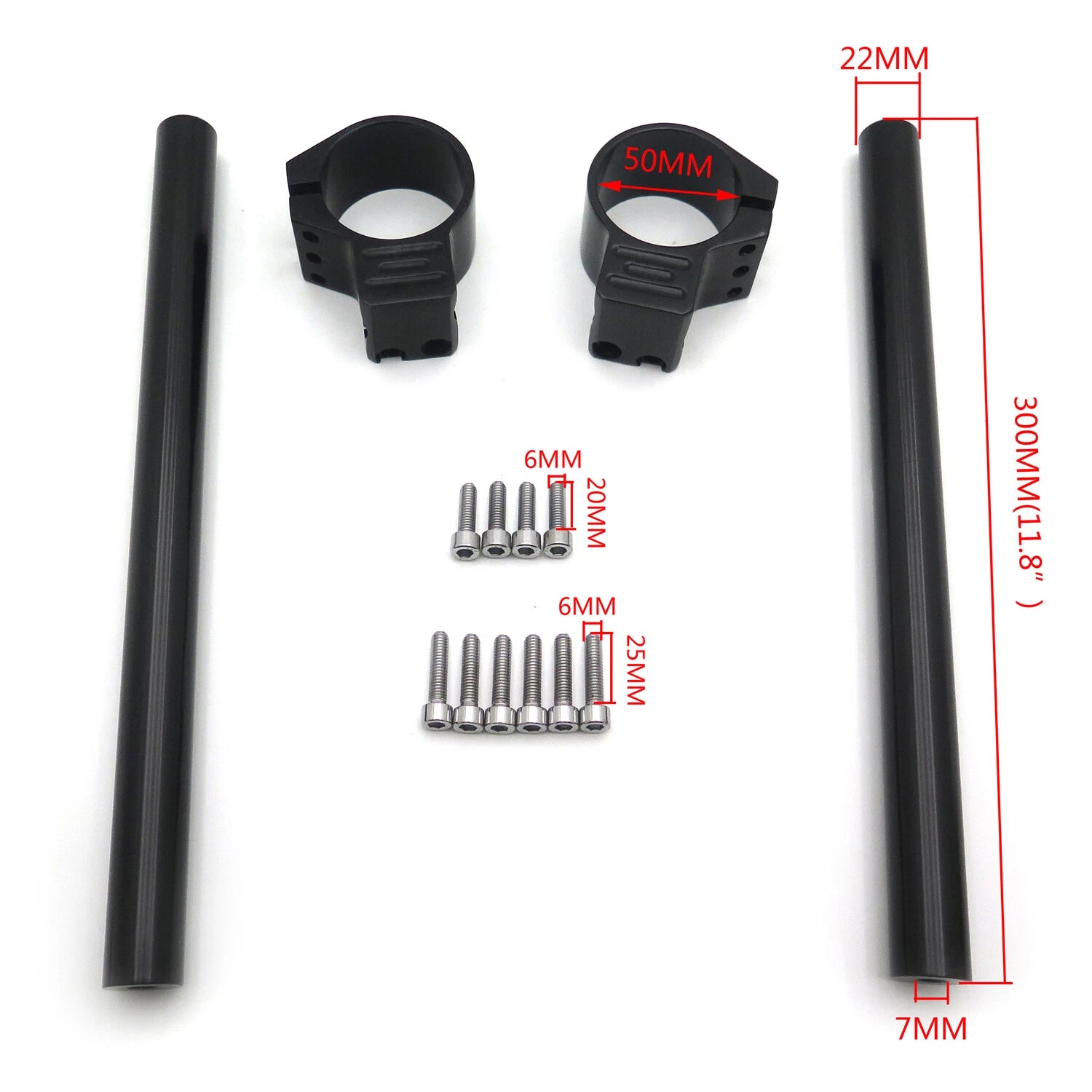 50mm Clip Ons for Universal Black Fork Tube 43mm Tilt 7 Degree