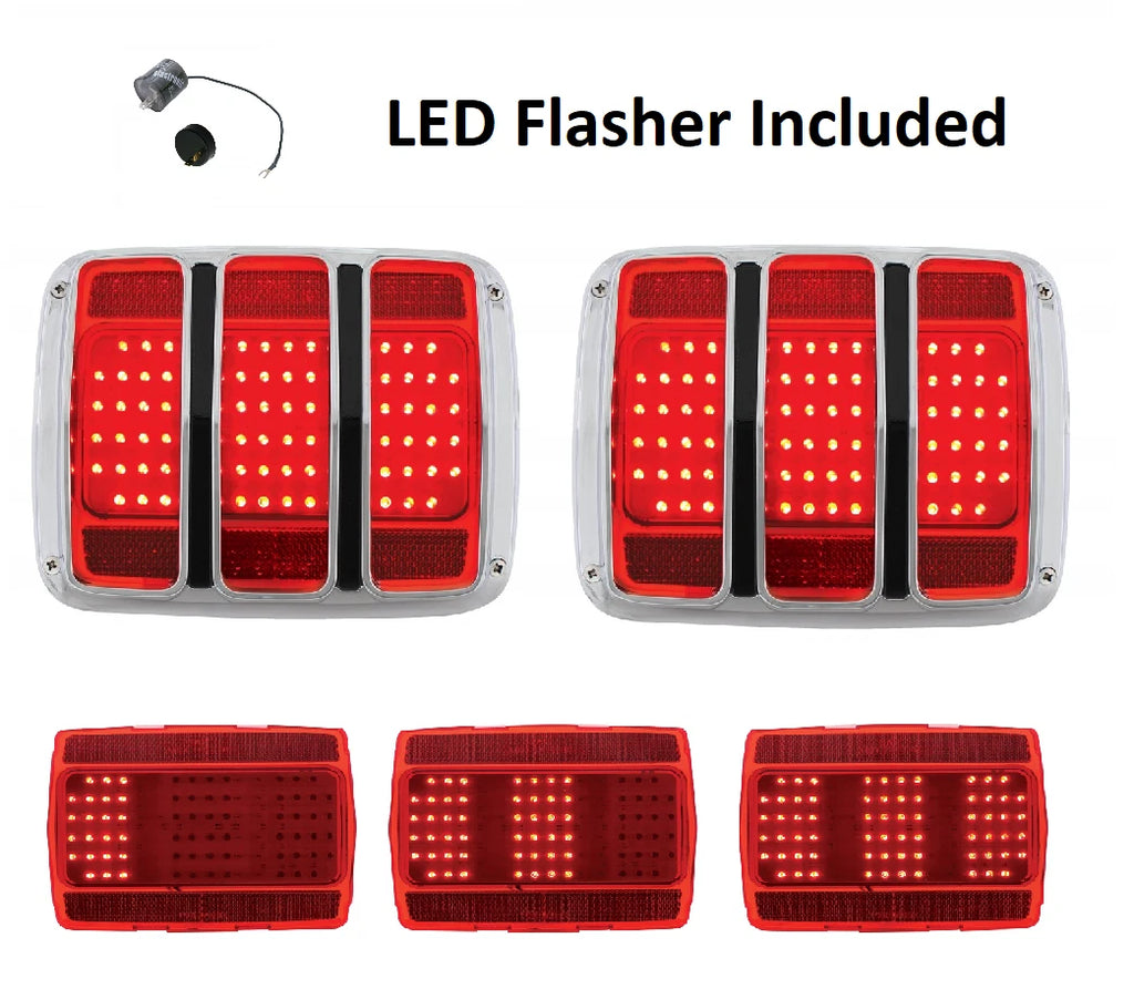 Pair Sequential LED Tail Lights Replacement for 1965-1966 Mustang