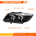 Black LED Projector Headlights for BMW 323i 325i 330i 335i XI (2005–2008)