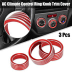 3pcs Red AC Climate Control Knob Trim Cover for Subaru Forester (2019–2021)