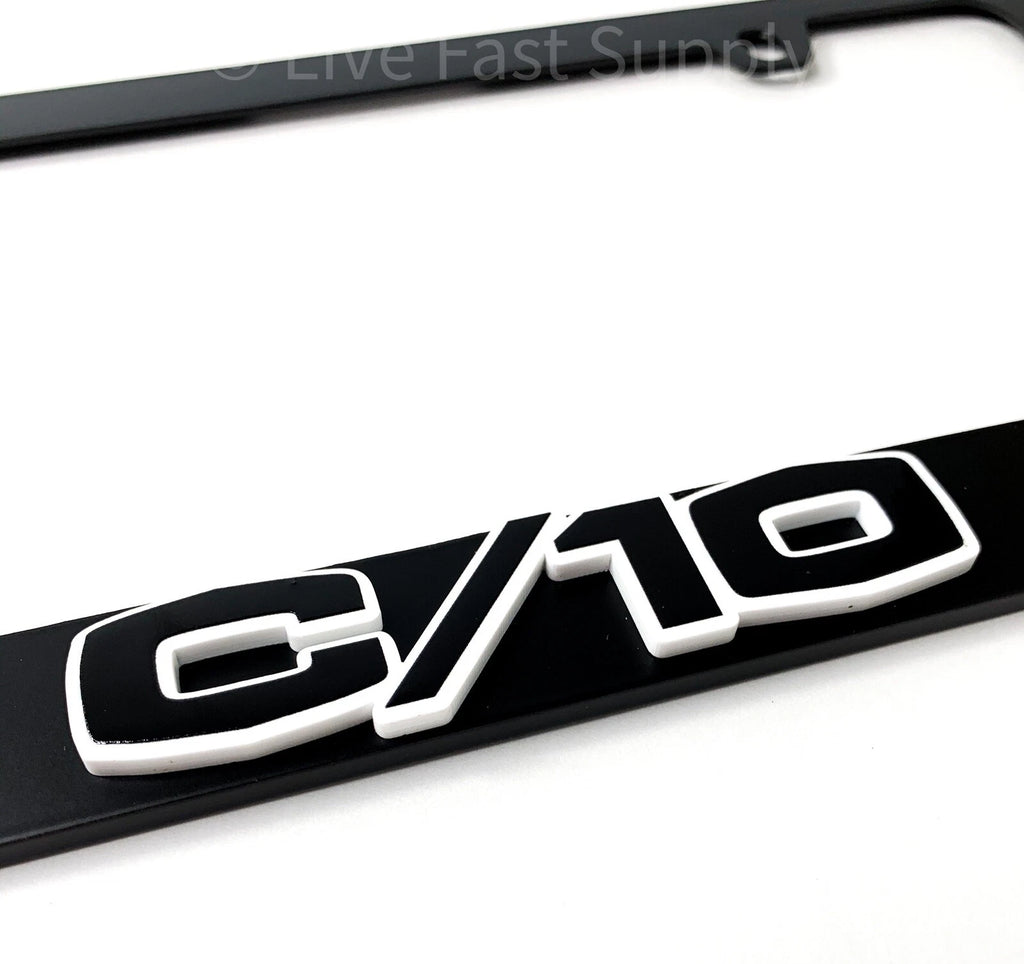 Matte Black License Plate Frame Premium with White Outline for Chevy C10 (1960–1966)