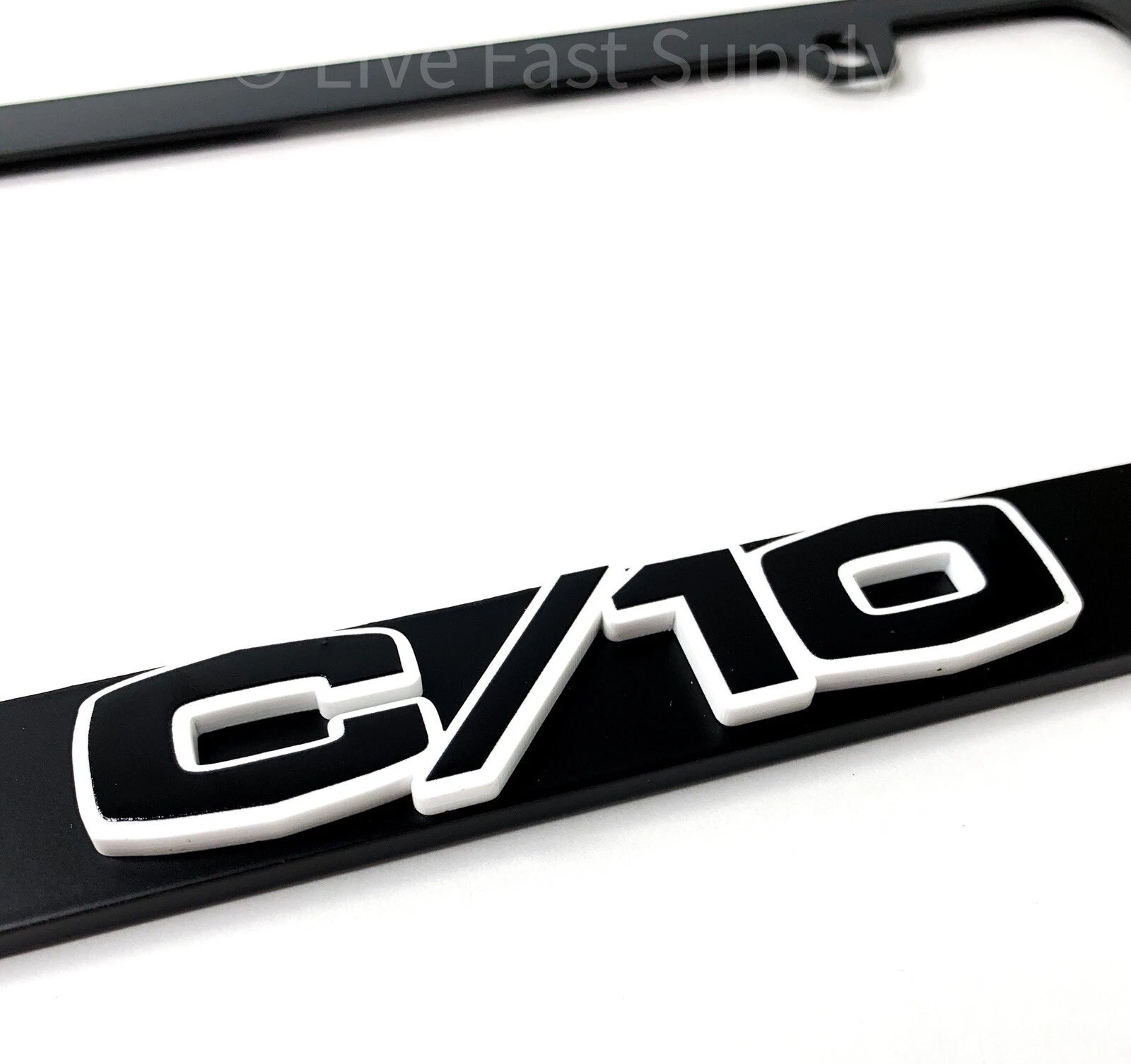 Matte Black License Plate Frame Premium with White Outline for Chevy C10 (1960–1966)