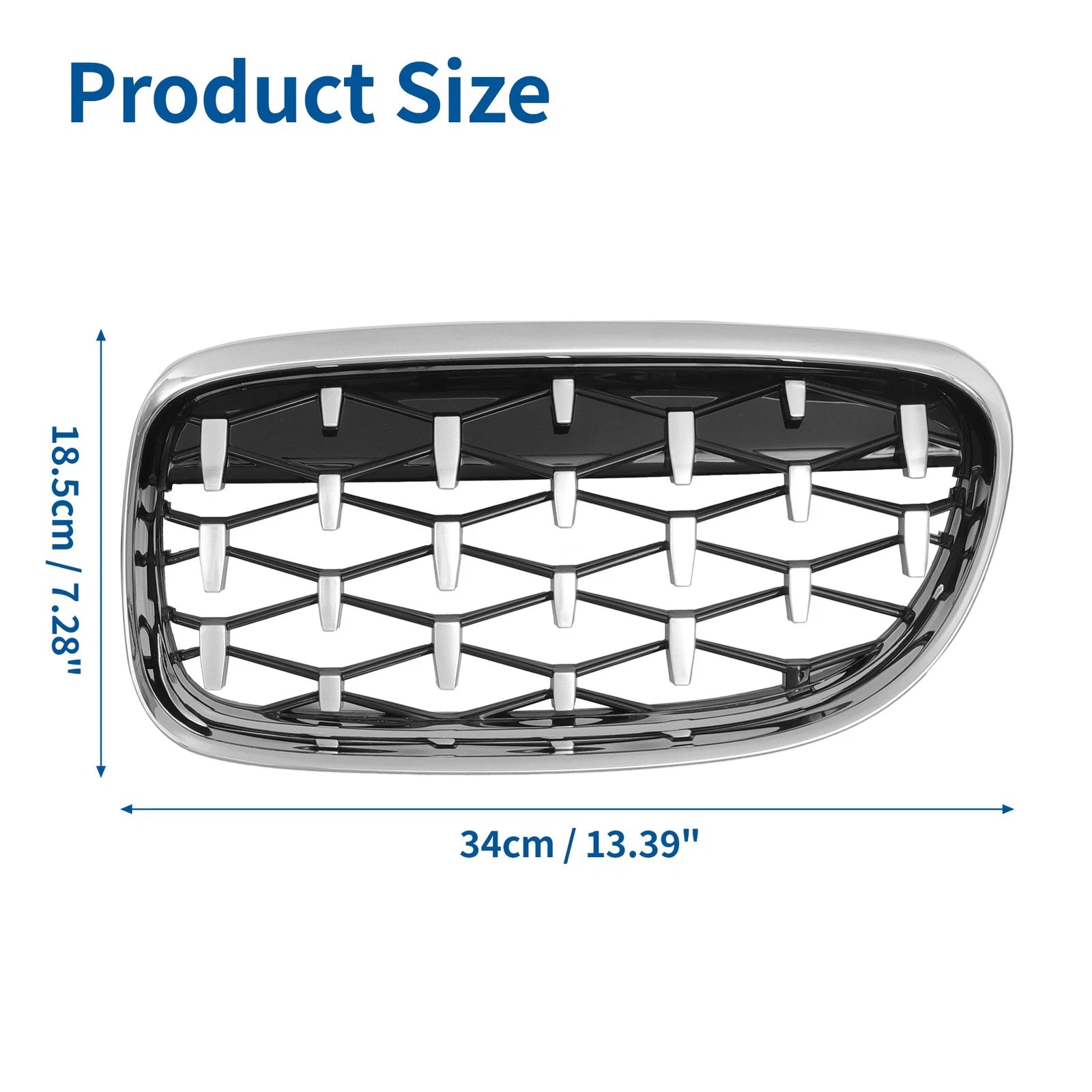 Set of 2 Front Hood Grille for BMW 335d 328i 335i E90 (2007–2013) Silver Tone