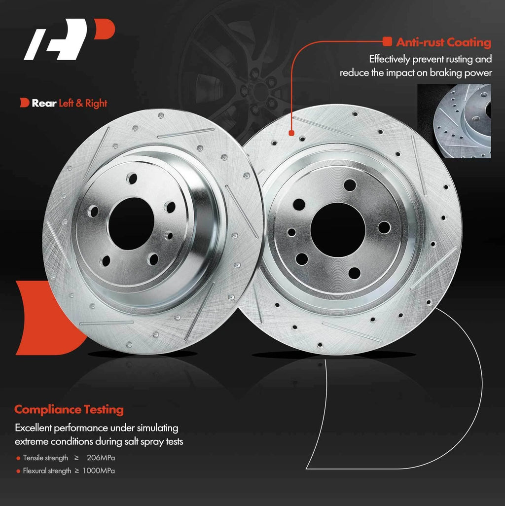Rear Side Drilled Brake Rotors for Ford Fusion, Lincoln MKZ (2013–2020)