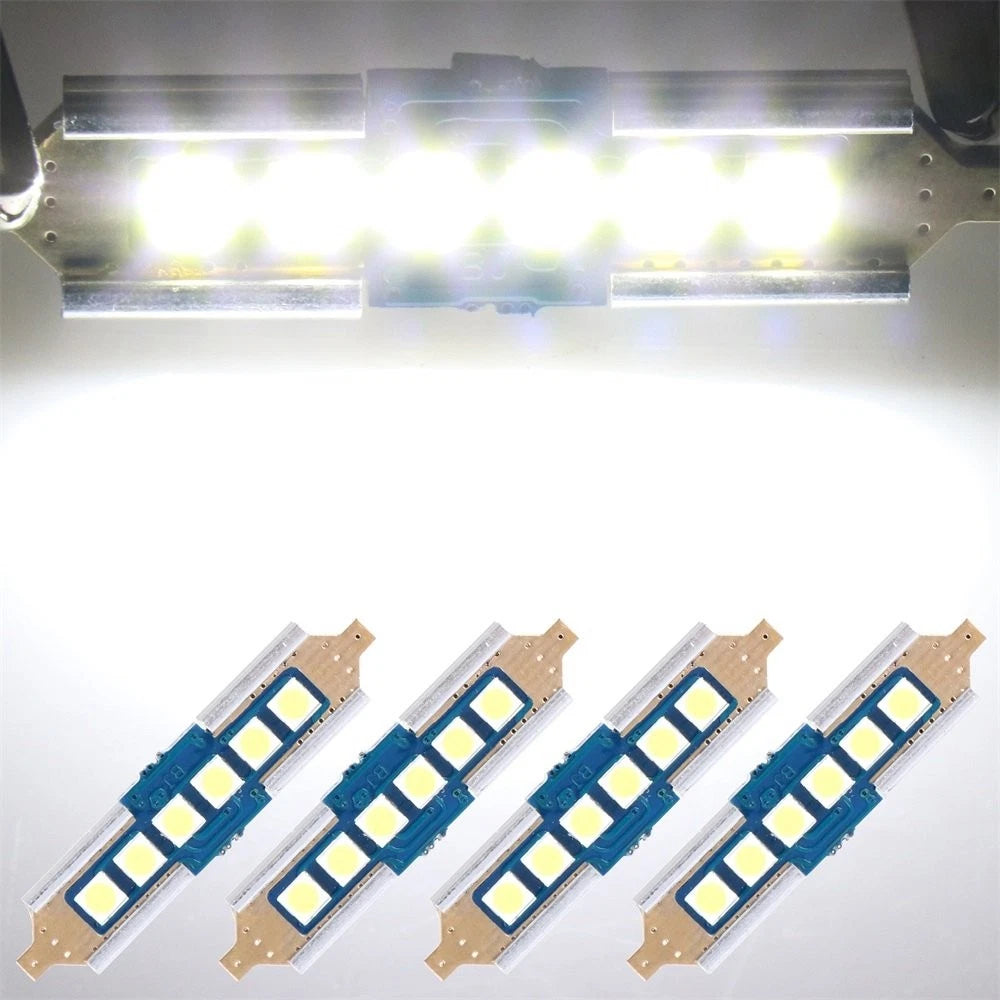 Set of 4 White 39mm 3030-6-SMD LED Festoon Bulbs for Car Interior