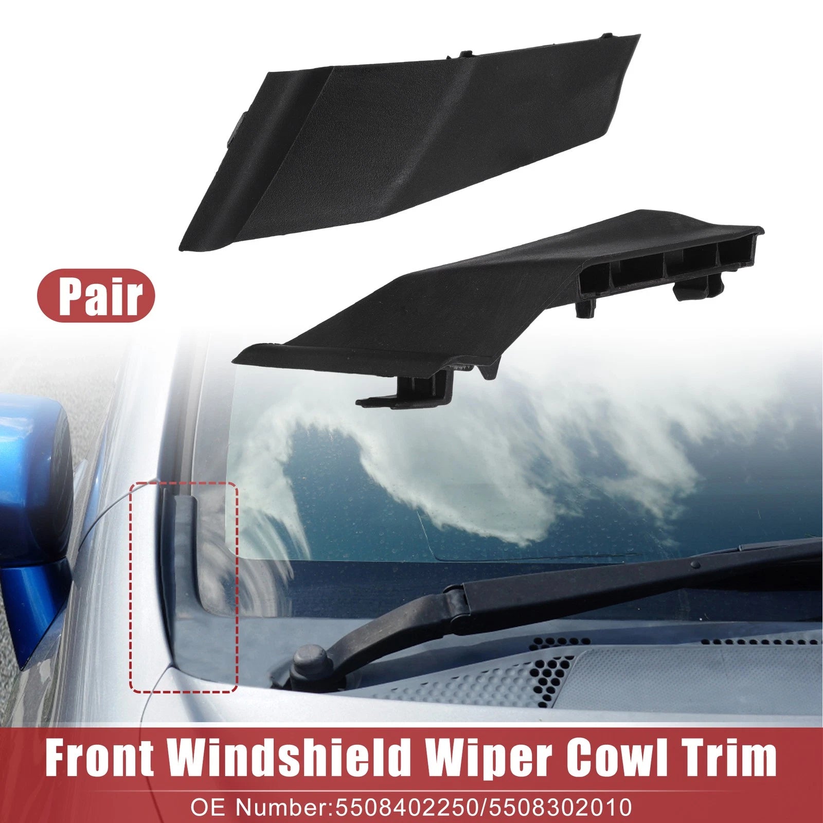 2X Front Windshield Wiper Cowl Cover Trim for Toyota Corolla (2014–2019)