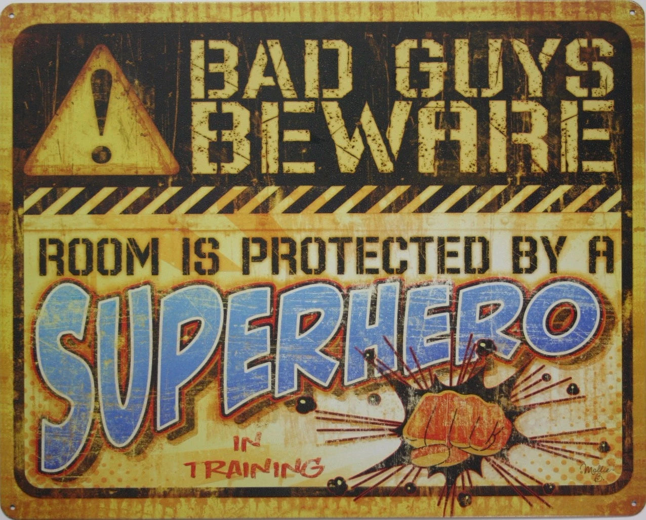 Tin Metal Sign for Superhero Training Shop