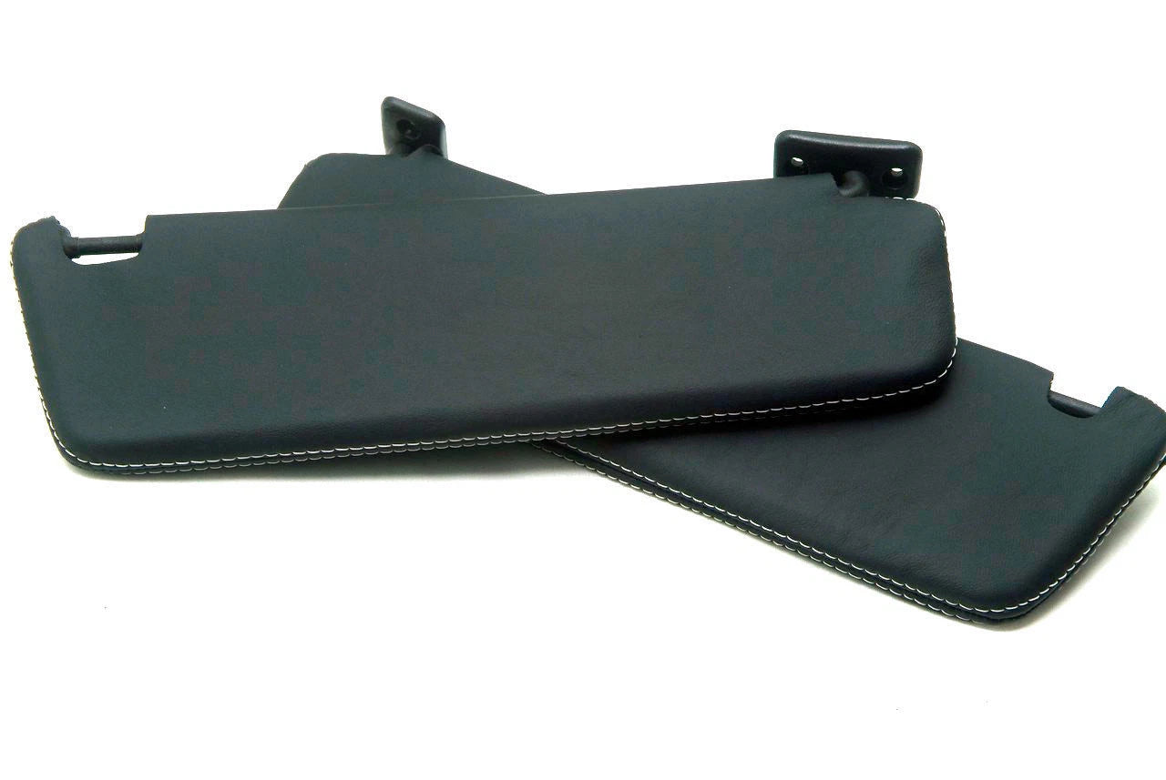 Sunvisor Covers for Chevrolet Camaro (2010–2015) - Leather Synthetic, White Stitch