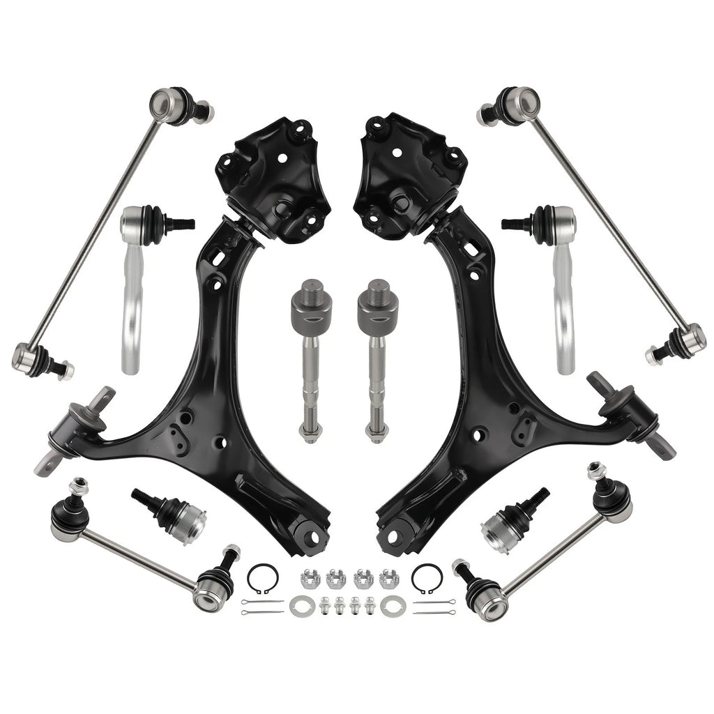 12Pcs Front Lower Control Arms Tie Rod Ends Sway Bars for Honda Accord (2013–2017)