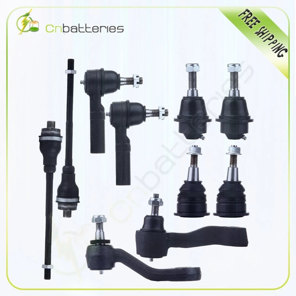 10Pcs Front Ball Joints Pitman Arm Tie Rod Links Kit for GMC Sierra 2500 HD (2001–2006)