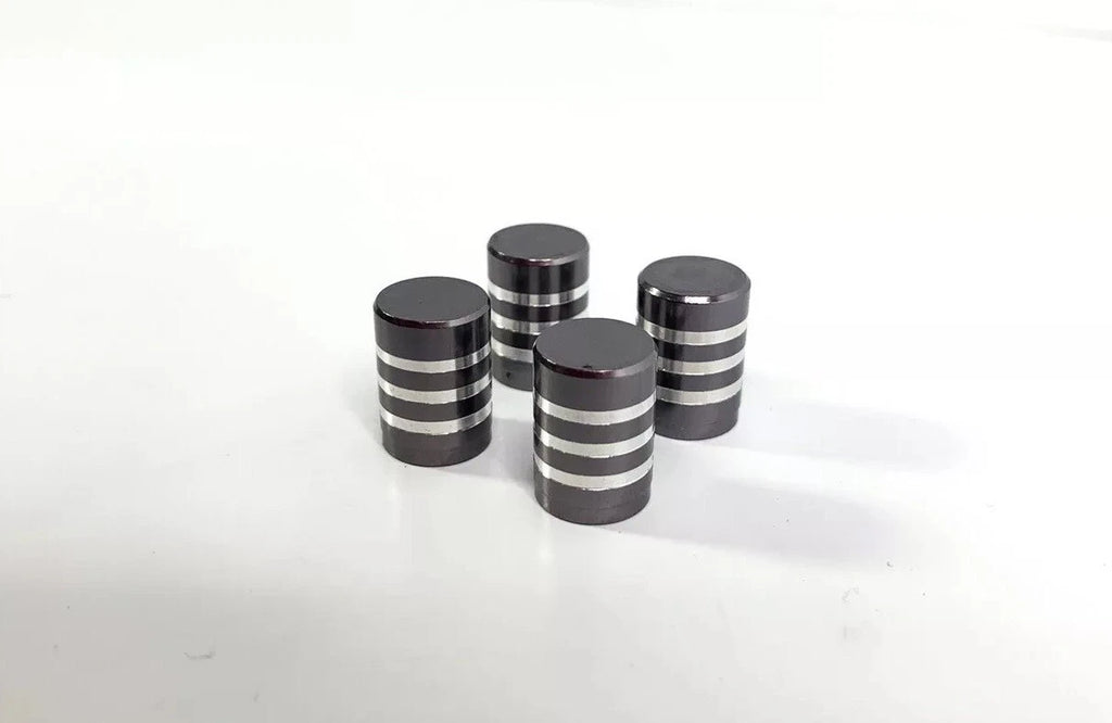Tire Valve Stem Air Caps Set of 4 for Grey Billet Aluminum Truck ATV (—)