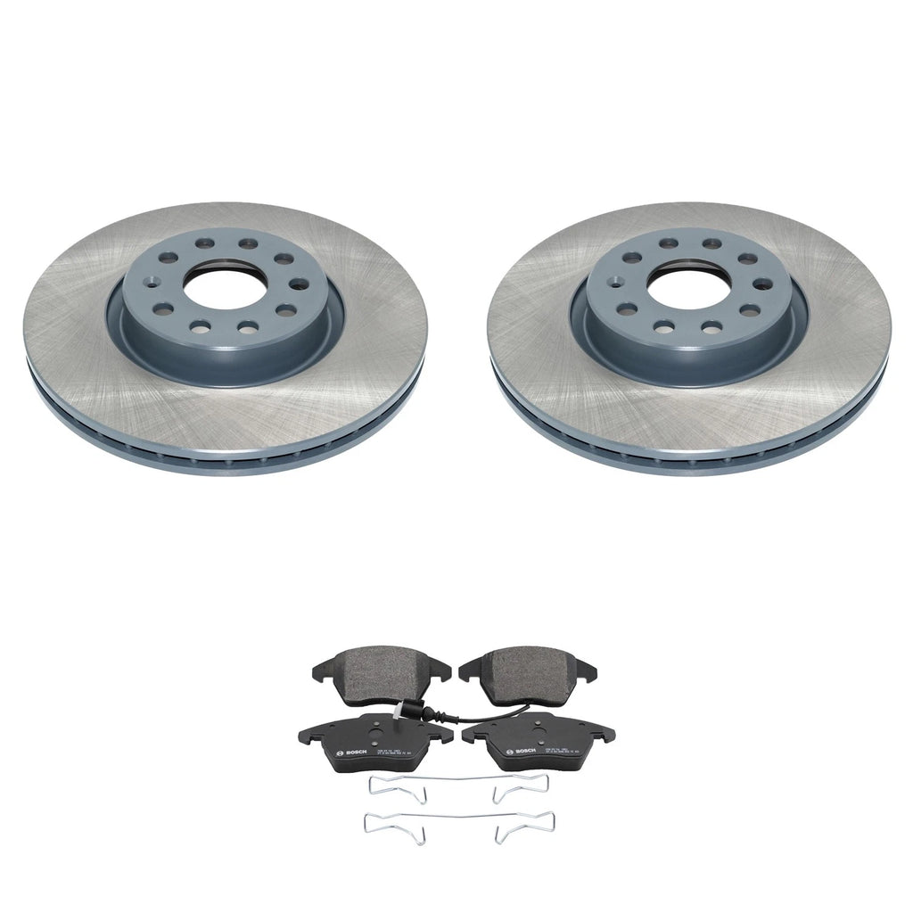 Front Rotors & Bosch QuietCast Brake Pads Kit for Audi TT Quattro